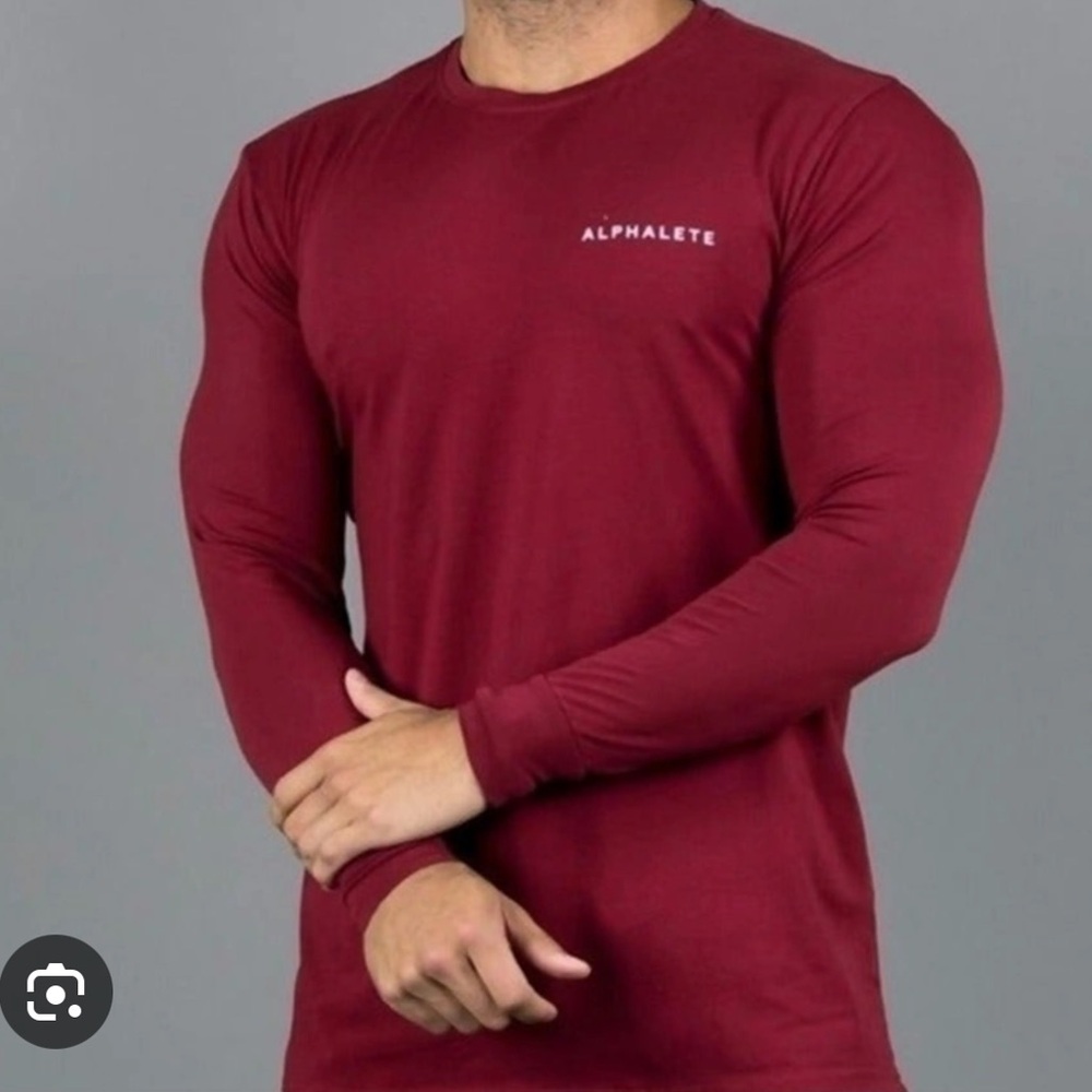Alphalete Performance Fit Long Sleeve Shirt - Red/Maroon